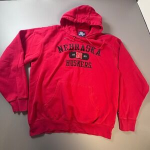 Nebraska Huskers Blue 84 Hoodie L Embroidered Patch Logo College‎ Sweatshirt